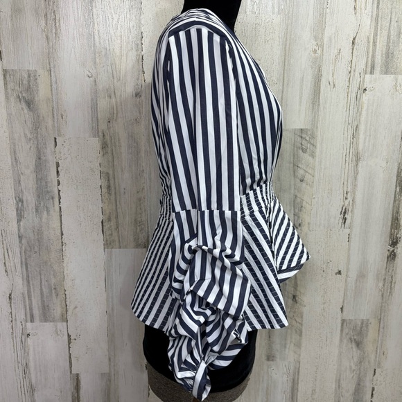 Chicwish Striped V-Neck Peplum Top - Picture 10 of 11